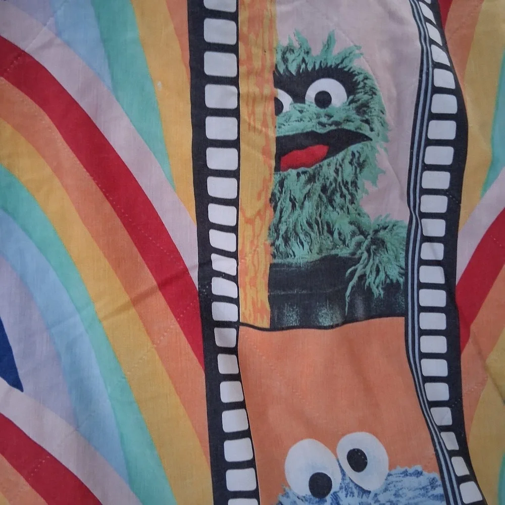 Rare Vintage 70s 80s Sesame Street Muppets Rainbow Twin Comforter Super...